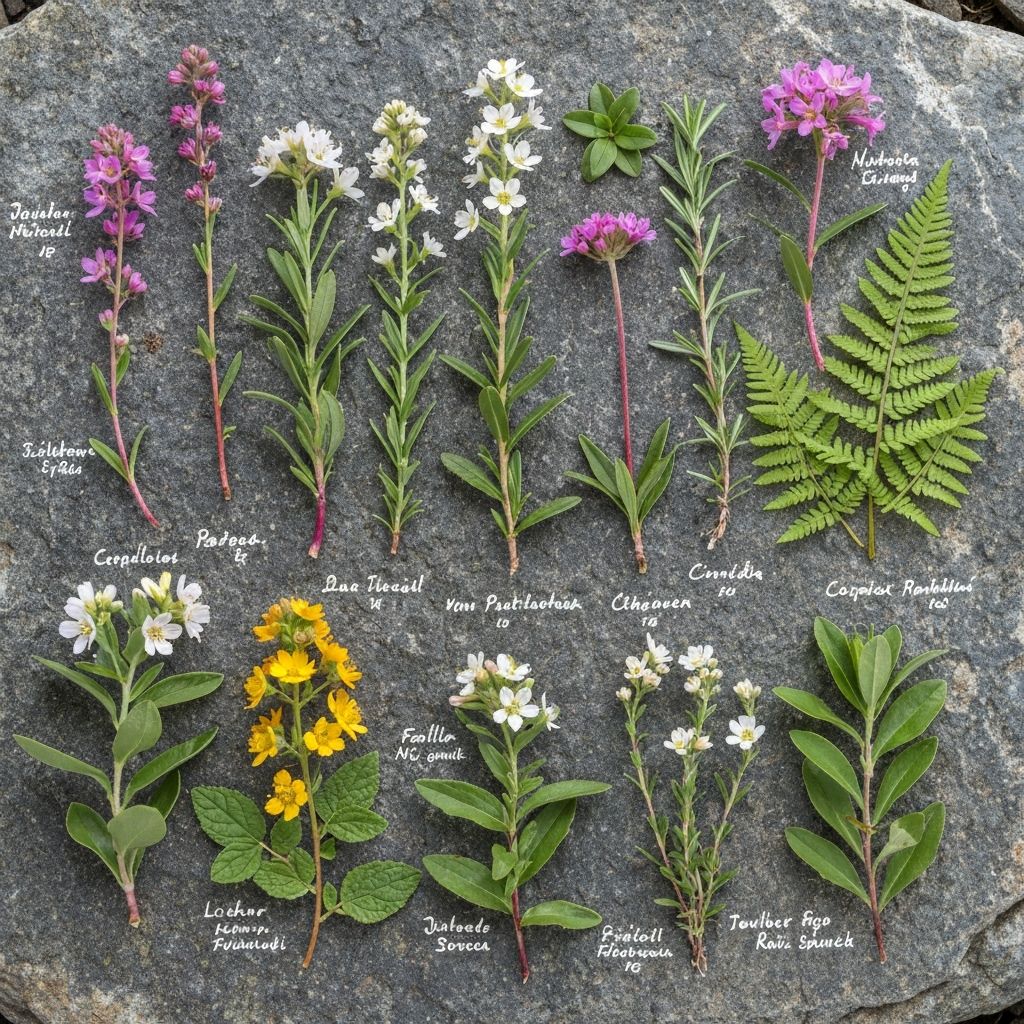 Alpine Pflanzen auf Stein